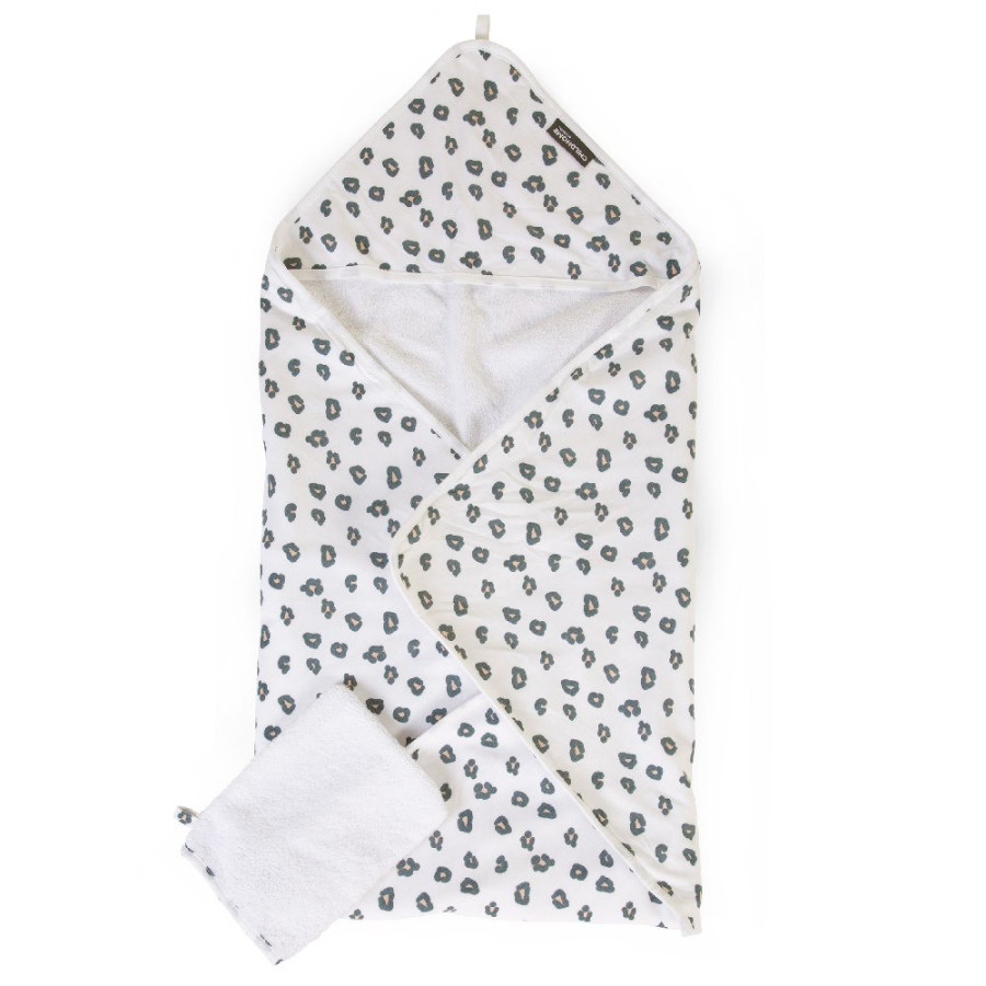 R臋cznik z kapturkiem 80x80 cm + myjka Jersey Leopard / Childhome R臋cznik z kapturkiem 80x80 cm + myjka Jersey Leopard / Childhome