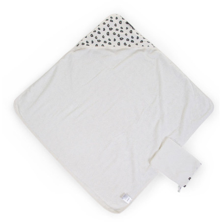 Ręcznik z kapturkiem 80x80 cm + myjka Jersey Leopard / Childhome