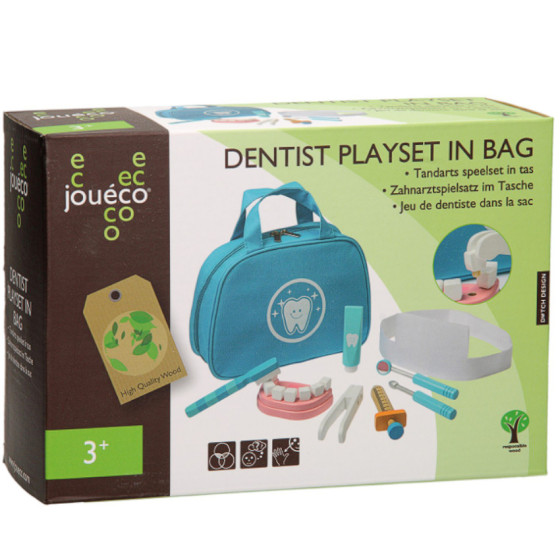 Drewniany zestaw małego dentysty z torbą / Joueco