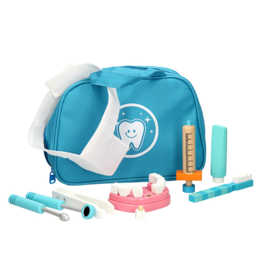Drewniany zestaw małego dentysty z torbą / Joueco Drewniany zestaw małego dentysty z torbą / Joueco