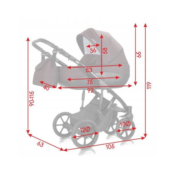 Wózek dziecięcy 2w1 Bacio Szary / Milu Kids