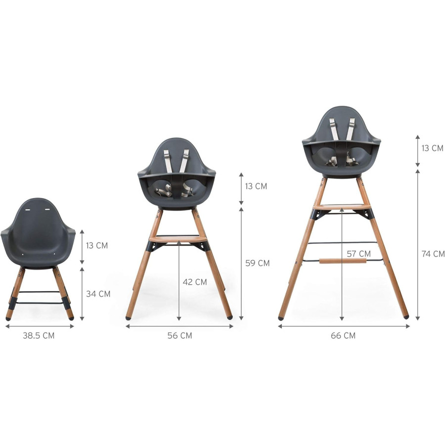 Krzesełko do karmienia Evolu 2 ONE.80° Anthracite / Childhome