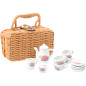 Wiklinowy kuferek z porcelanowym zestawem do kawki / Small Foot Design