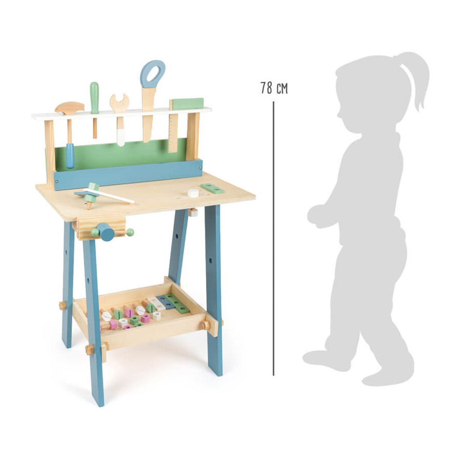Pastelowy stół warsztatowy z akcesoriami / Small Foot Design