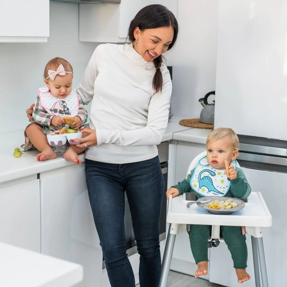 Miseczka dwukomorowa z łyżeczką Różowa / Babyono