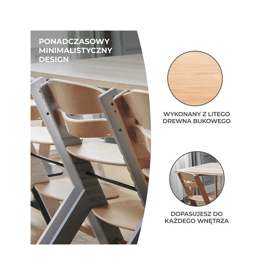 Krzesełko do karmienia Enock Grey + poduszka / Kinderkraft