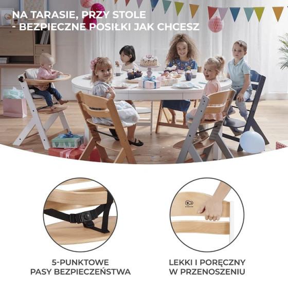 Krzesełko do karmienia Enock Grey + poduszka / Kinderkraft