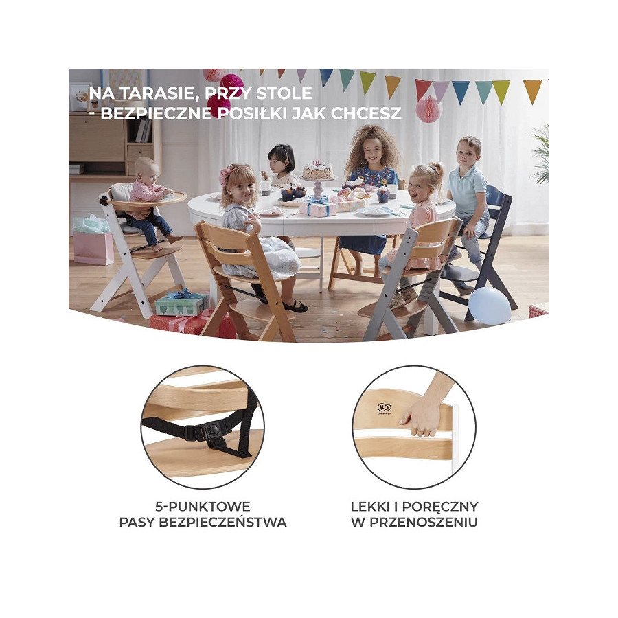 Krzesełko do karmienia Enock Grey + poduszka / Kinderkraft