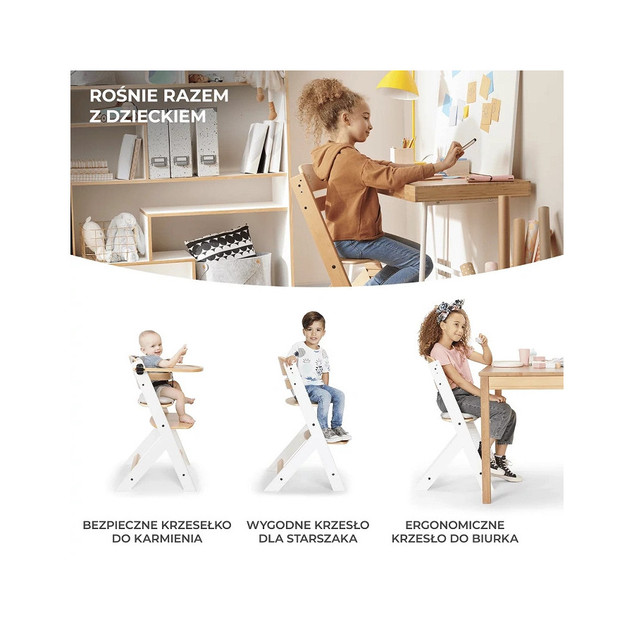 Krzesełko do karmienia Enock White + poduszka / Kinderkraft
