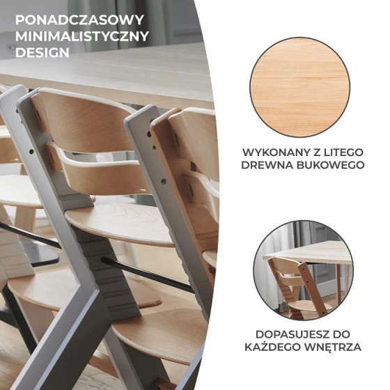 Krzesełko do karmienia Enock White + poduszka / Kinderkraft