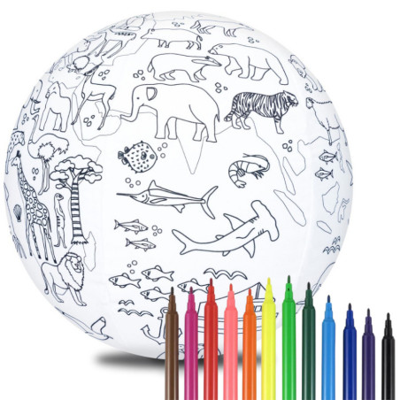 Piłka balonowa do kolorowania Kontynenty ze zwierzętami 30 cm / Akson