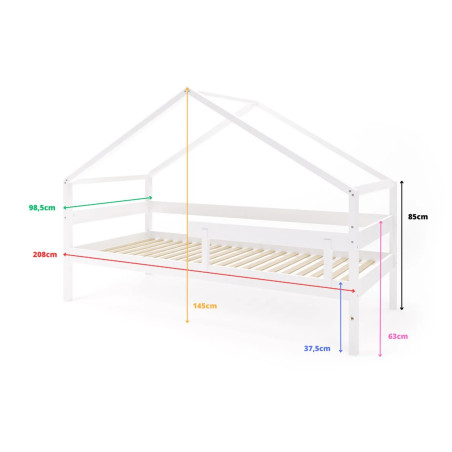 Łóżeczko młodzieżowe Hytte Białe 200x90 cm / YappyKids