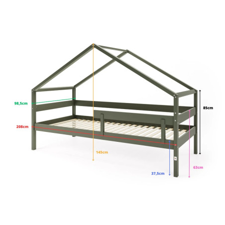 Łóżeczko młodzieżowe Hytte Zielone 200x90 cm / YappyKids