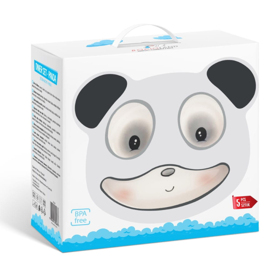 Zestaw talerzyki + kubek + sztućce 5 el. Panda / Bocioland