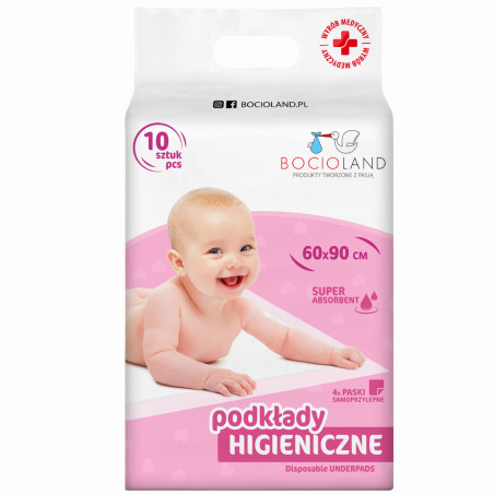Podkłady higieniczne jednorazowe 90x60 cm 10 szt. / Bocioland