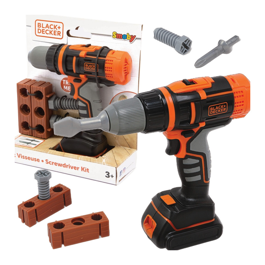 Elektroniczna wiertarko-wkrętarka Black&Decker z cegiełką / Smoby