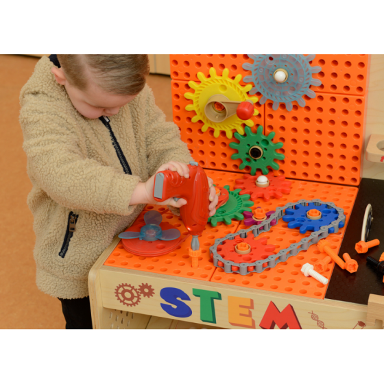 Drewniany warsztat XXL STEM z narzędziami + akcesoria / Masterkidz