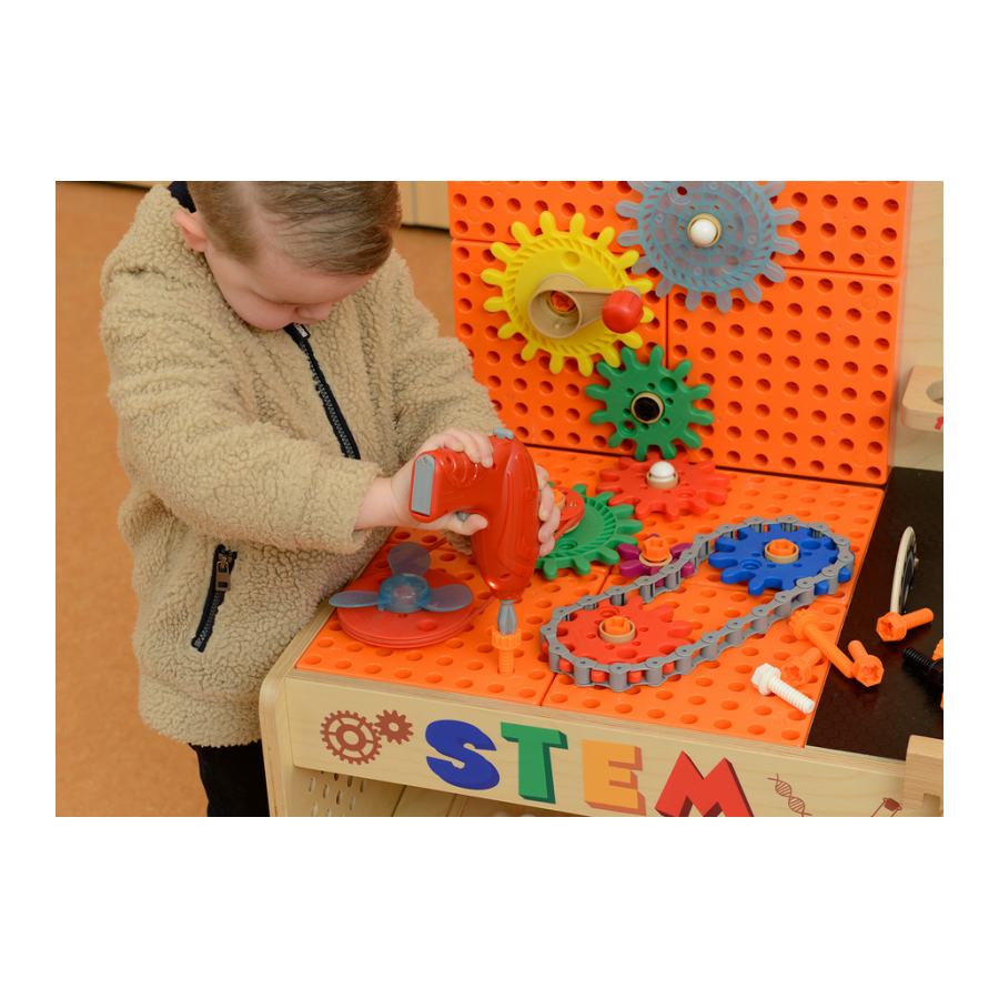 Drewniany warsztat XXL STEM z narzędziami + akcesoria / Masterkidz