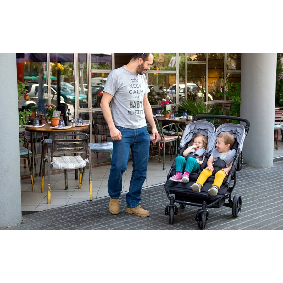 Wózek dla bliźniaków Easy Twin 3S Black / Baby Monsters