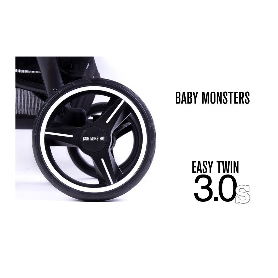 Wózek dla bliźniaków Easy Twin 3S Fushia / Baby Monsters