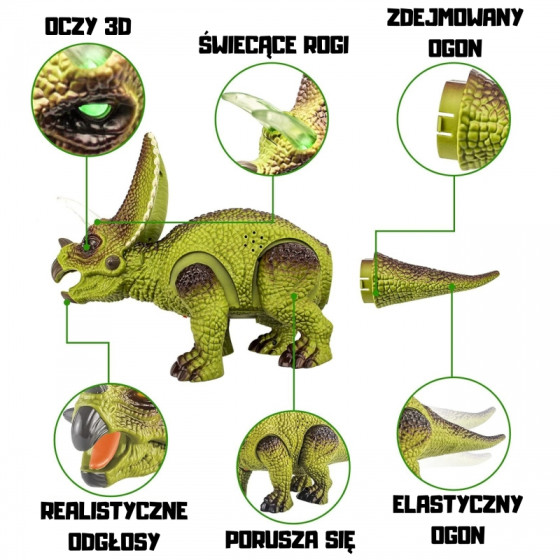 Zdalnie sterowany dinozaur Triceratops RC / Woopie