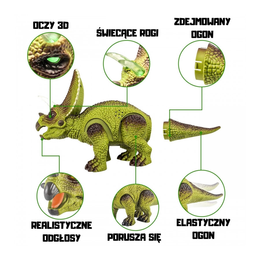 Zdalnie sterowany dinozaur Triceratops RC / Woopie
