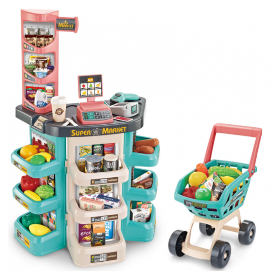 Sklep Supermarket z wózkiem i akcesoriami 47 el. / Woopie Sklep Supermarket z wózkiem i akcesoriami 47 el. / Woopie