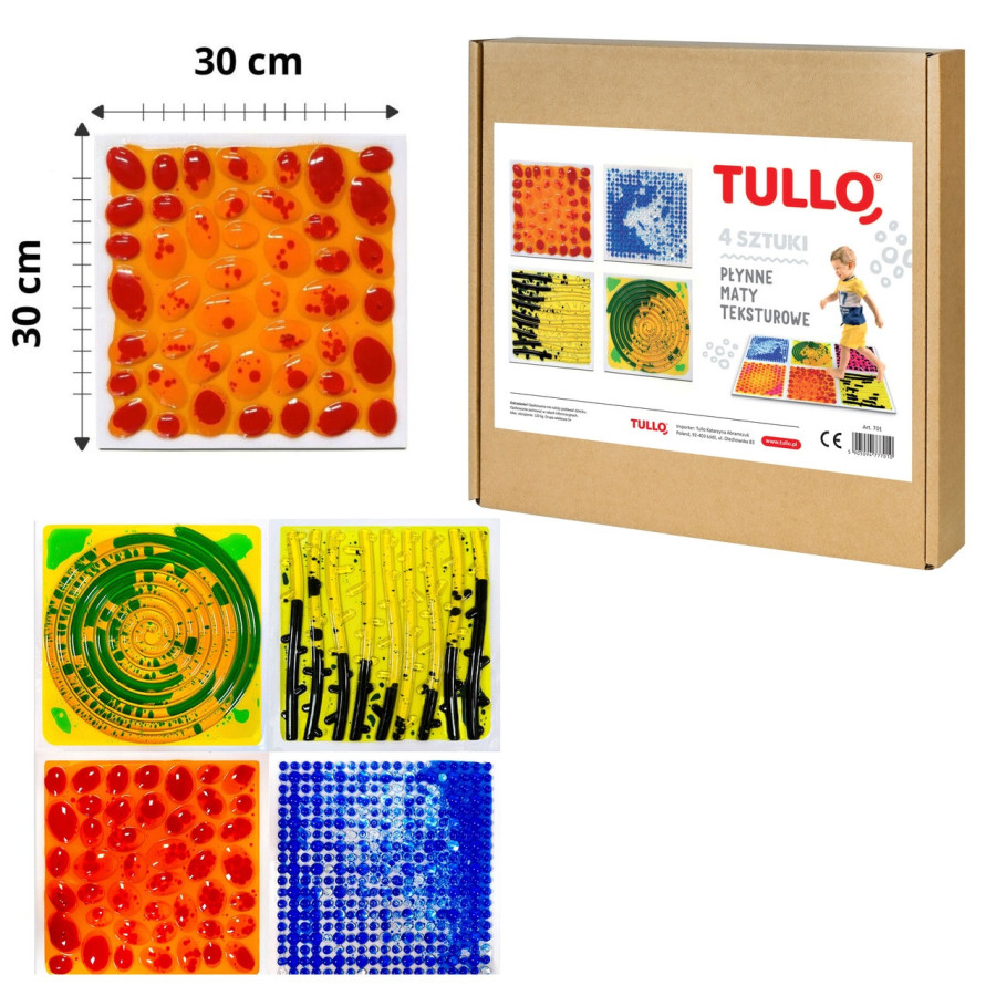 Ścieżka sensoryczna - płytki z cieczą fakturowe 30 cm 4 szt. / Tullo