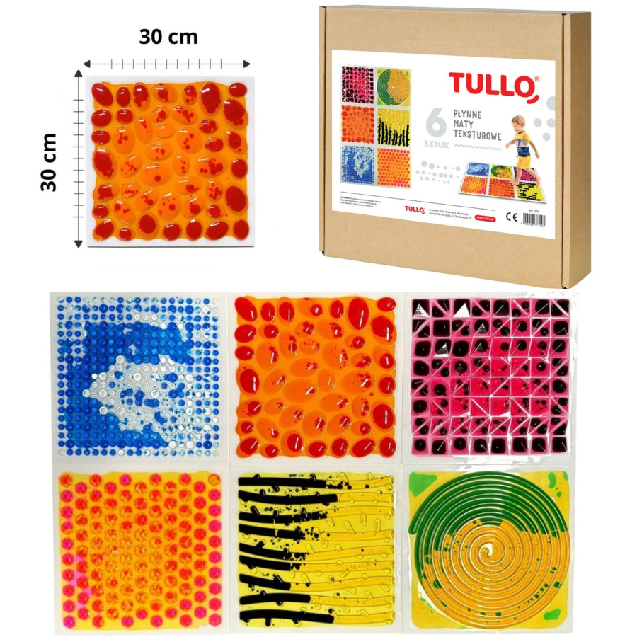 Ścieżka sensoryczna - płytki z cieczą fakturowe 30 cm 6 szt. / Tullo