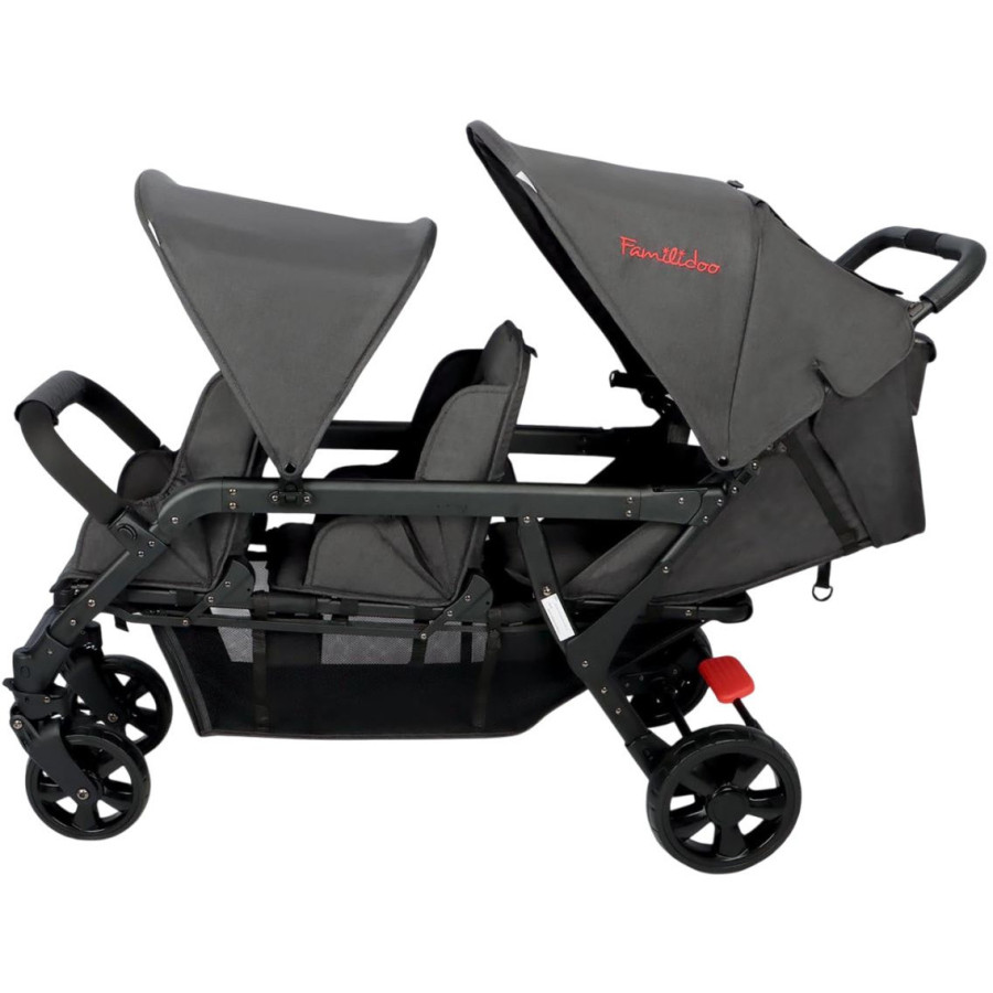 Wózek spacerowy do żłobka Lidoo Ergondrive Black 3-osobowy / Familidoo