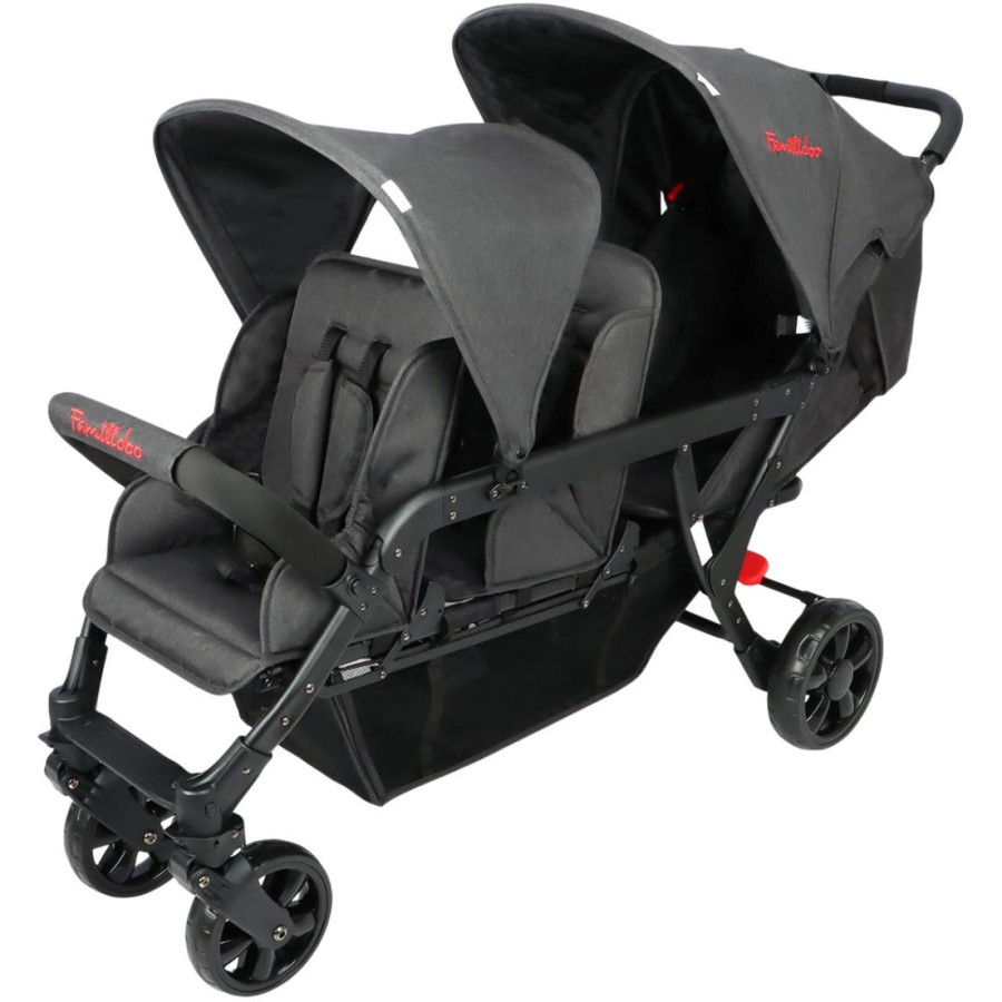 Wózek spacerowy do żłobka Lidoo Ergondrive Black 3-osobowy / Familidoo