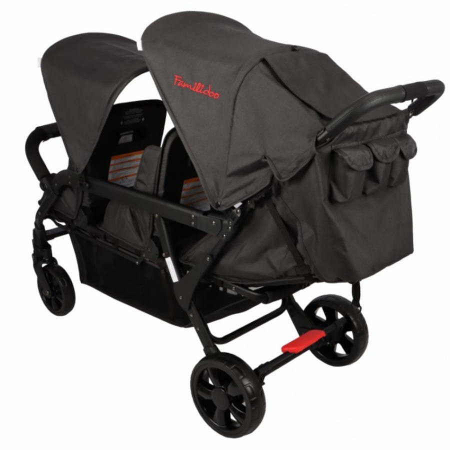Wózek spacerowy do żłobka Lidoo Ergondrive Black 3-osobowy / Familidoo