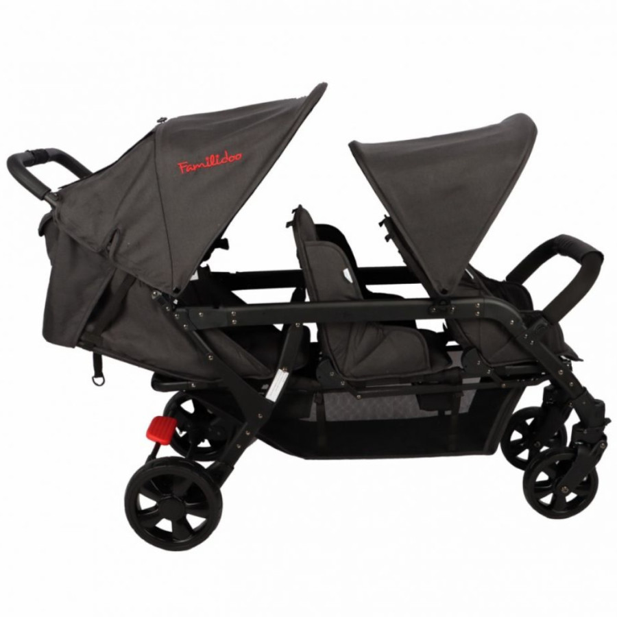 Wózek spacerowy do żłobka Lidoo Ergondrive Black 3-osobowy / Familidoo