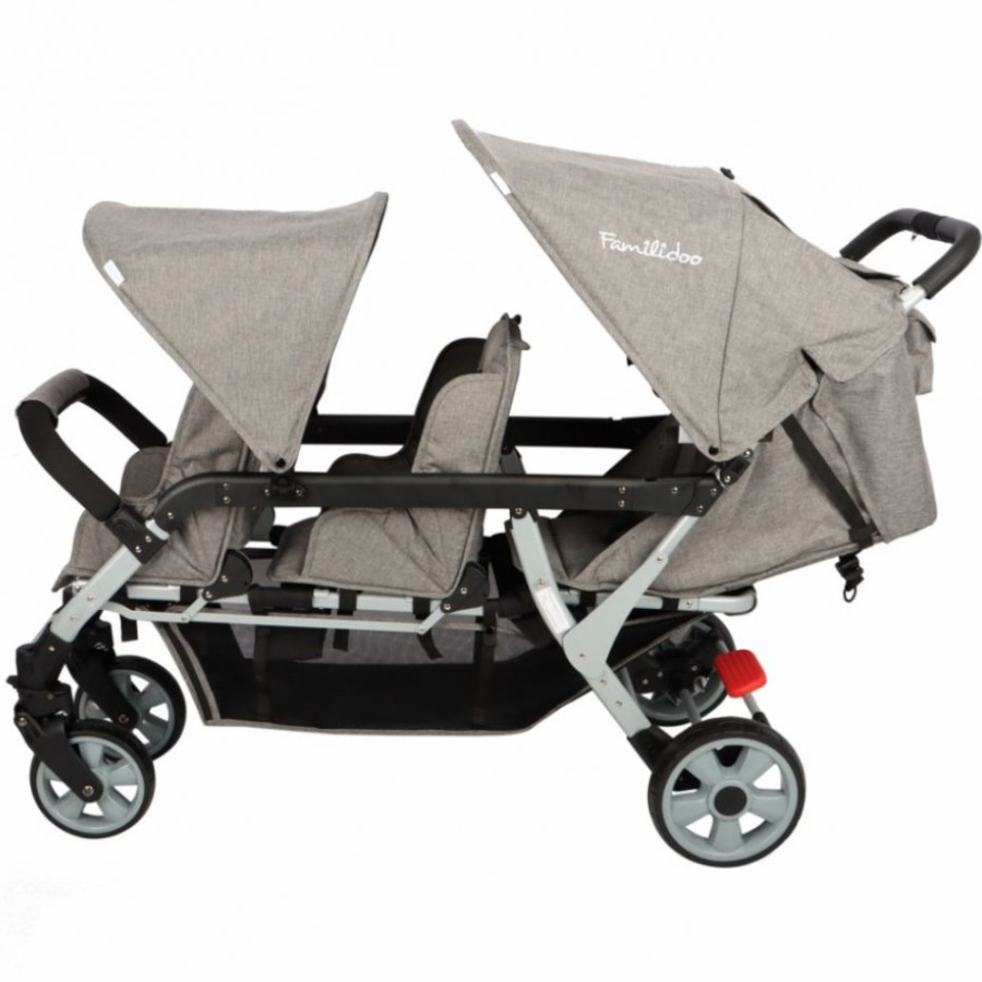 Wózek spacerowy do żłobka Lidoo Ergondrive Grey 3-osobowy / Familidoo
