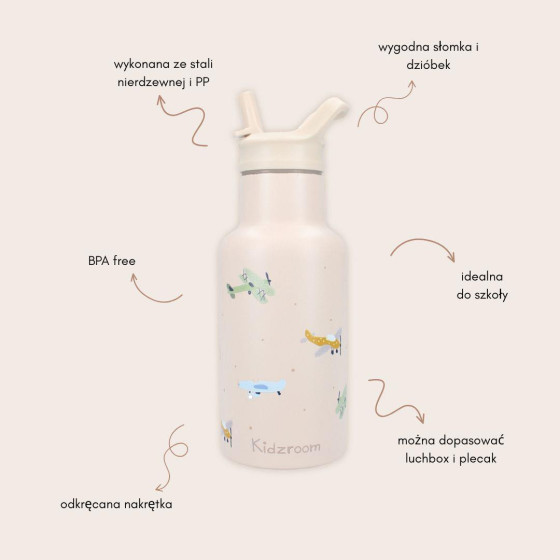 Bidon z ustnikiem 350 ml Small Aeroplane / Kidzroom