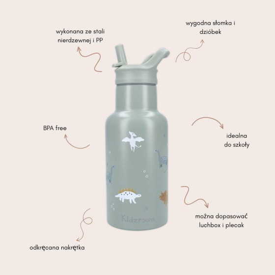 Bidon z ustnikiem 350 ml Small Dino / Kidzroom