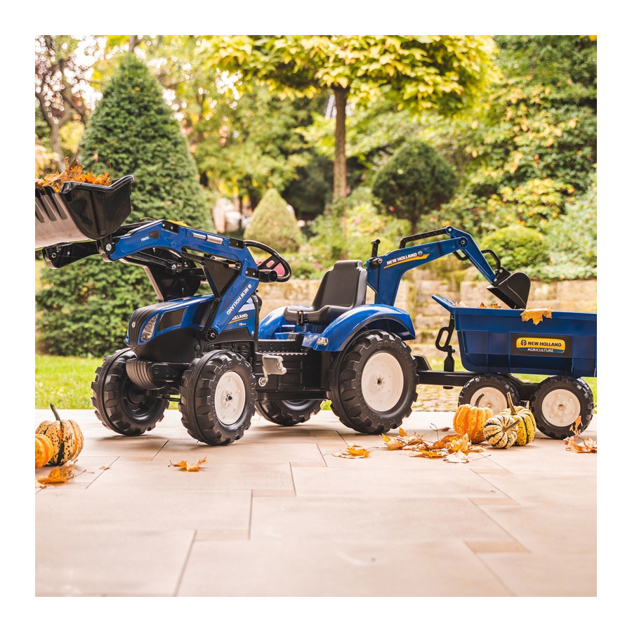 Traktor na pedały z łyżką i przyczepką New Holland / Falk