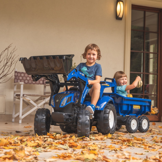 Traktor na pedały z łyżką i przyczepką New Holland / Falk
