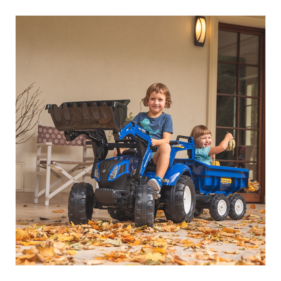 Traktor na pedały z łyżką i przyczepką New Holland / Falk
