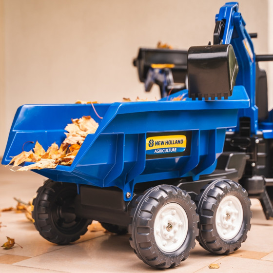 Traktor na pedały z łyżką i przyczepką New Holland / Falk
