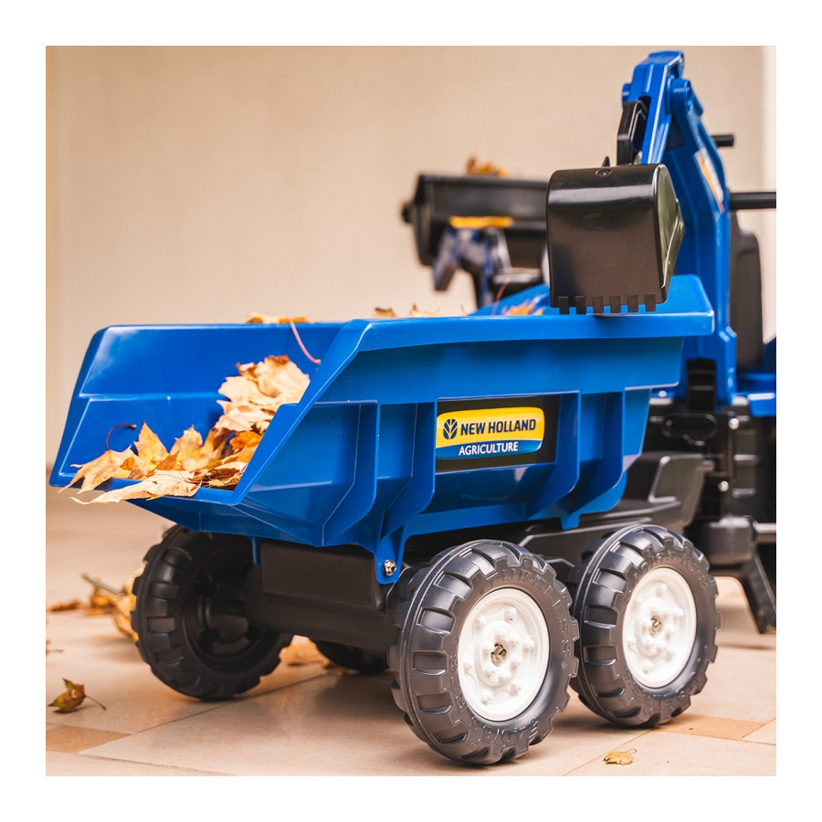 Traktor na pedały z łyżką i przyczepką New Holland / Falk
