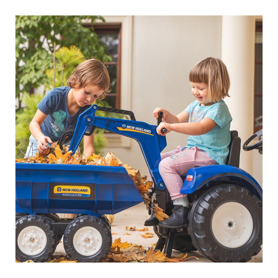 Traktor na pedały z łyżką i przyczepką New Holland / Falk
