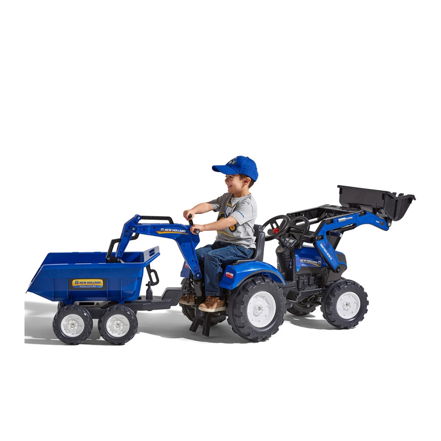 Traktor na pedały z łyżką i przyczepką New Holland / Falk