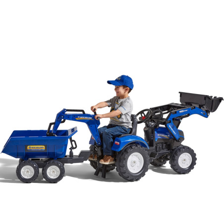 Traktor na pedały z łyżką i przyczepką New Holland / Falk
