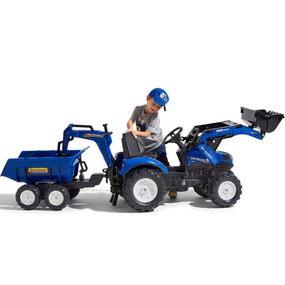 Traktor na pedały z łyżką i przyczepką New Holland / Falk