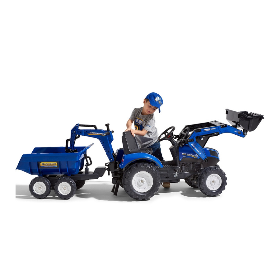 Traktor na pedały z łyżką i przyczepką New Holland / Falk