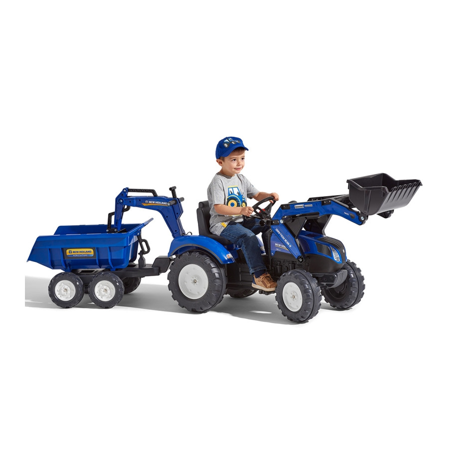 Traktor na pedały z łyżką i przyczepką New Holland / Falk