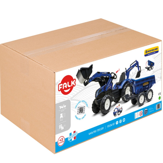 Traktor na pedały z łyżką i przyczepką New Holland / Falk