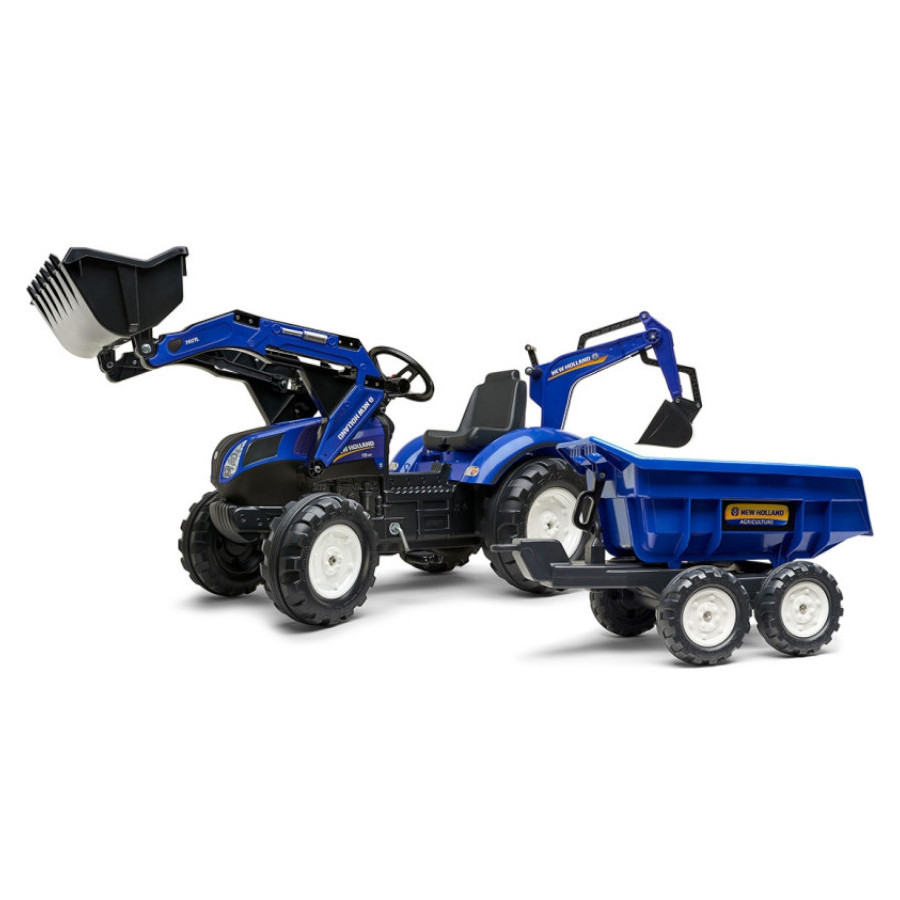 Traktor na pedały z łyżką i przyczepką New Holland / Falk
