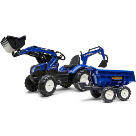 Traktor na pedały z łyżką i przyczepką New Holland / Falk